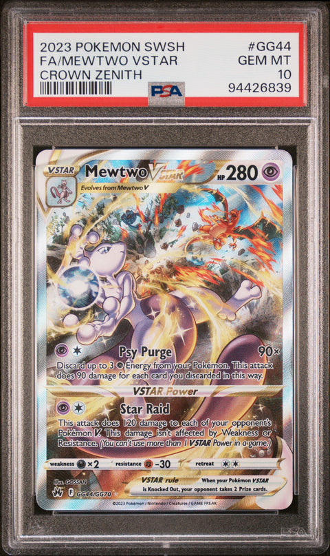 2023 Pokemon Sword And Shield Crown Zenith Fa/Mewtwo Vstar #GG44 PSA 10