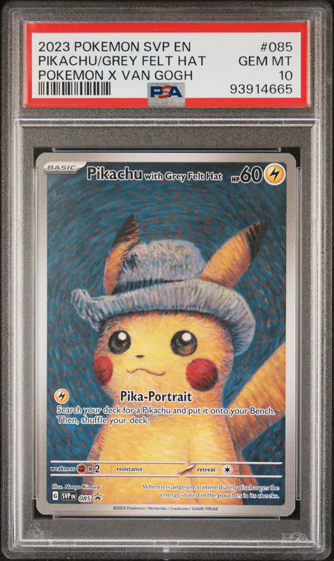 2023 Pokemon Svp En-Sv Black Star Promo Pikachu/Grey Felt Hat #085 PSA 10