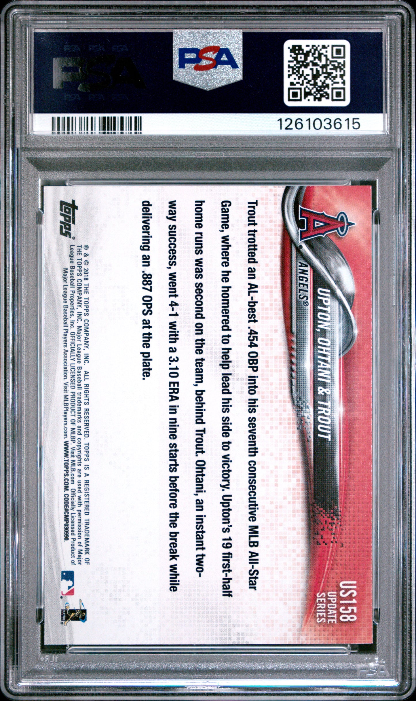 2018 Topps Update #US158 Upton/Ohtani/Trout PSA 10 126103615