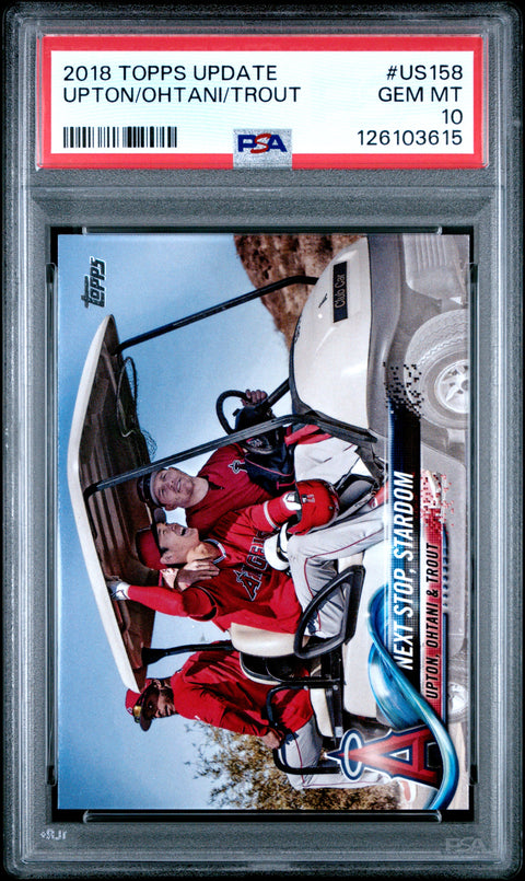 2018 Topps Update #US158 Upton/Ohtani/Trout PSA 10 126103615