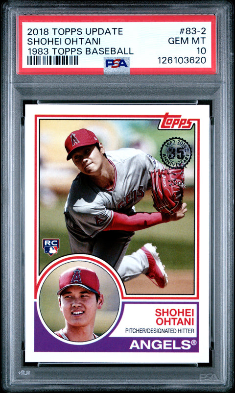 2018 Topps Update 1983 Topps Baseball #83-2 Shohei Ohtani PSA 10