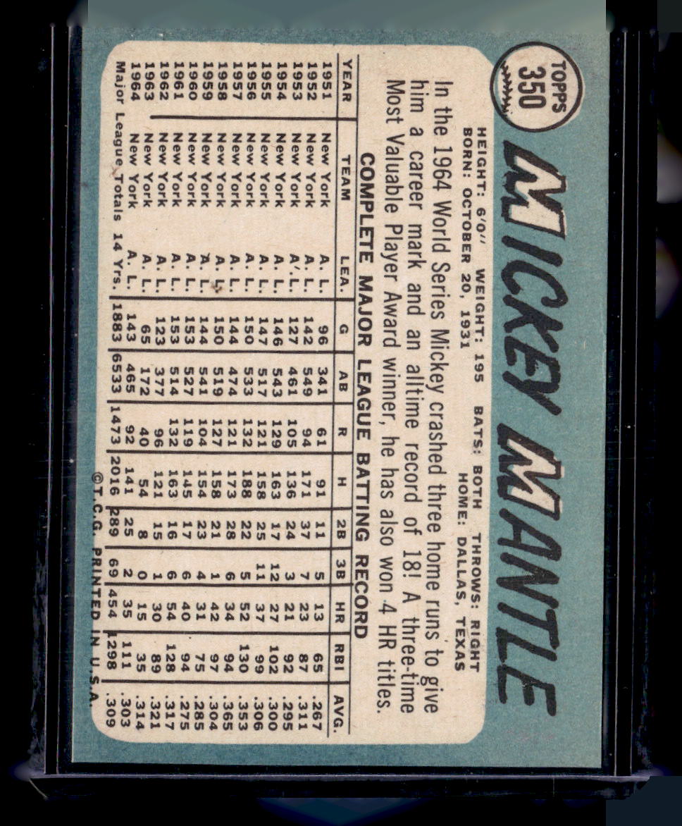 1965 Topps #350 Mickey Mantle