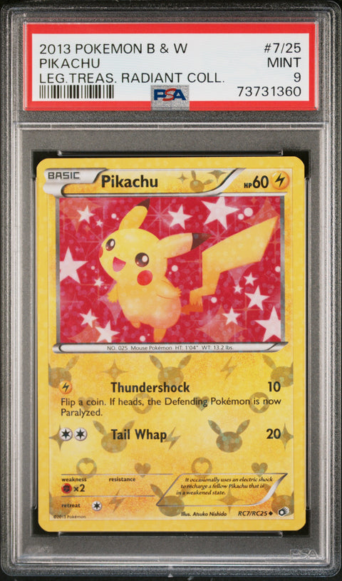 2013 Pokemon Black & White Radiant Collection Pikachu #RC7 PSA 9