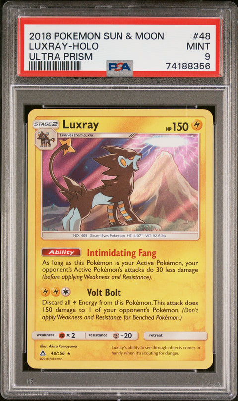 2018 Pokemon Sun & Moon Ultra Prism Luxray-Holo #48 PSA 9