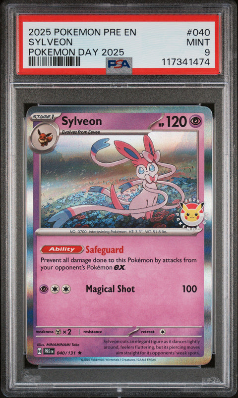 2025 Pokemon Pre En-Prismatic Evolutions Sylveon #040 PSA 9