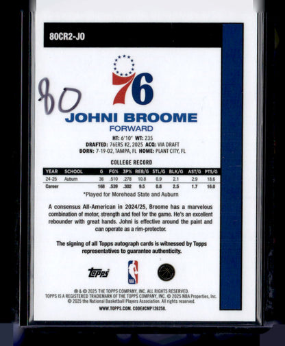 2025-26 Topps #80CR2-JO Johni Broome 1980-81 Topps Rookie Auto Orange #/25