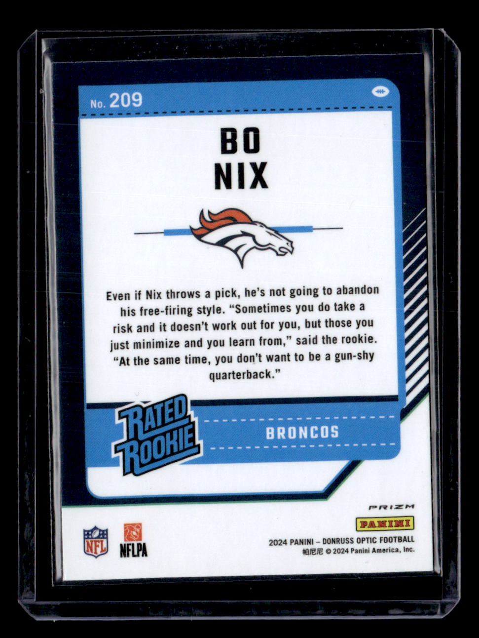 2024 Donruss Optic #209 Bo Nix Teal Velocity