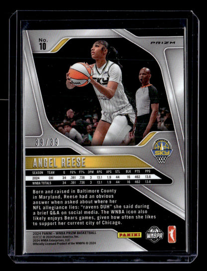 2024 Panini Prizm WNBA #10 Angel Reese Black Velocity Prizms #/39