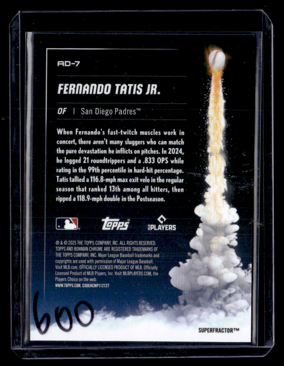 2025 Bowman Chrome #AD-7 Fernando Tatis Jr. Adios SuperFractor #/1