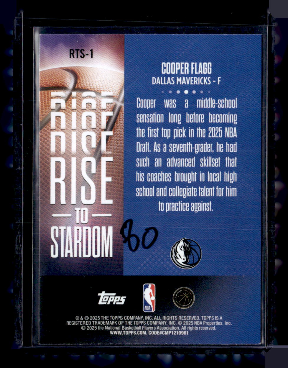 2025-26 Topps #RTS-1 Cooper Flagg Rise to Stardom Purple Rainbow #/250