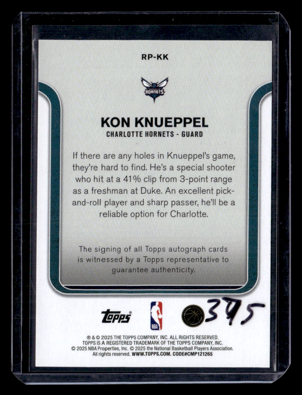 2025-26 Topps #RP-KK Kon Knueppel Rookie Photo Shoot Autographs