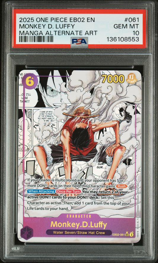 2025 One Piece Eb02-Anime 25th Collection- Monkey D. Luffy #061 PSA 10