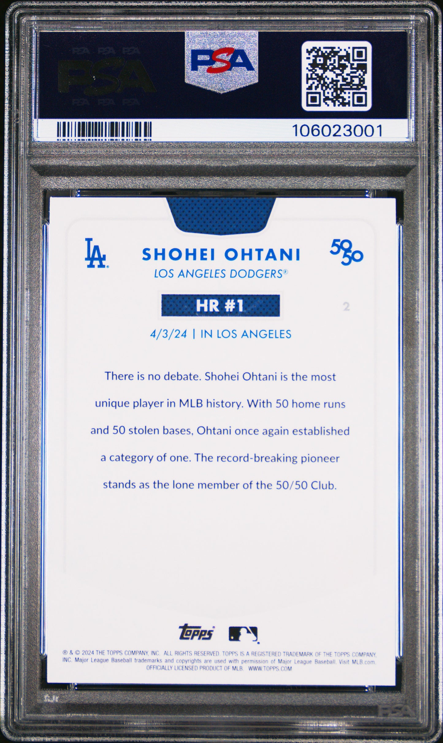 2024 Topps 50/50 Shohei Ohtani #2 Shohei Ohtani PSA 10 106023001