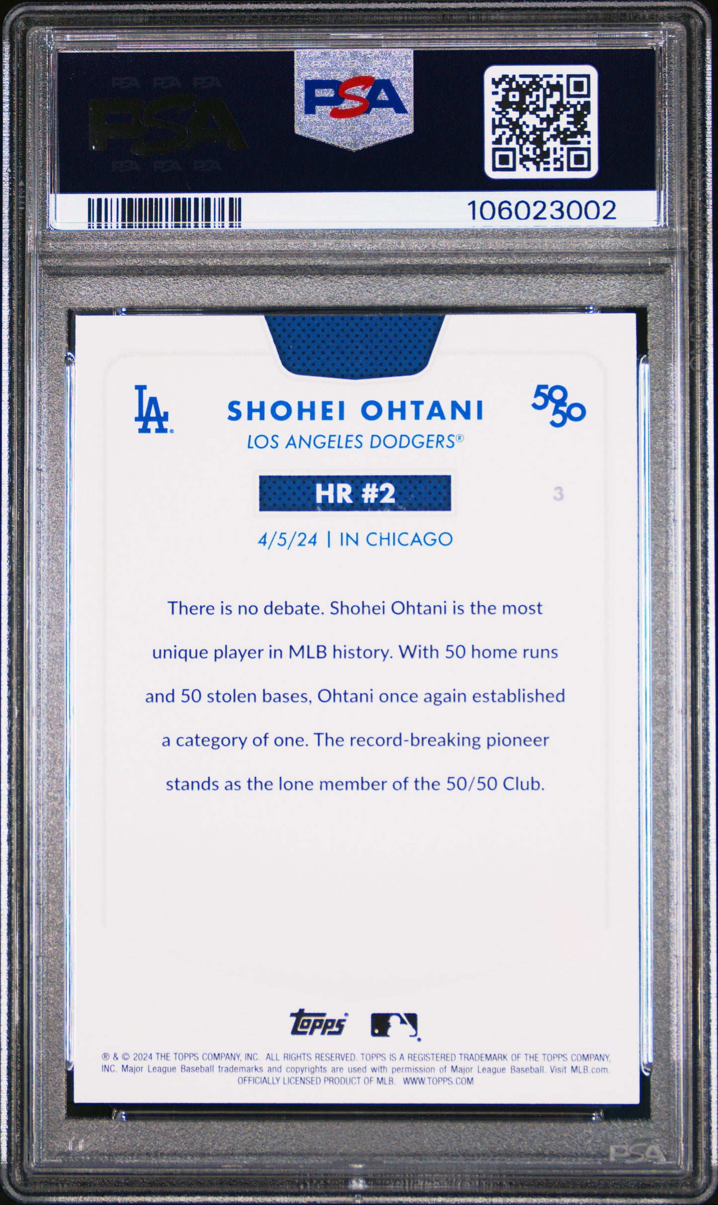 2024 Topps 50/50 Shohei Ohtani #3 Shohei Ohtani PSA 9 106023002