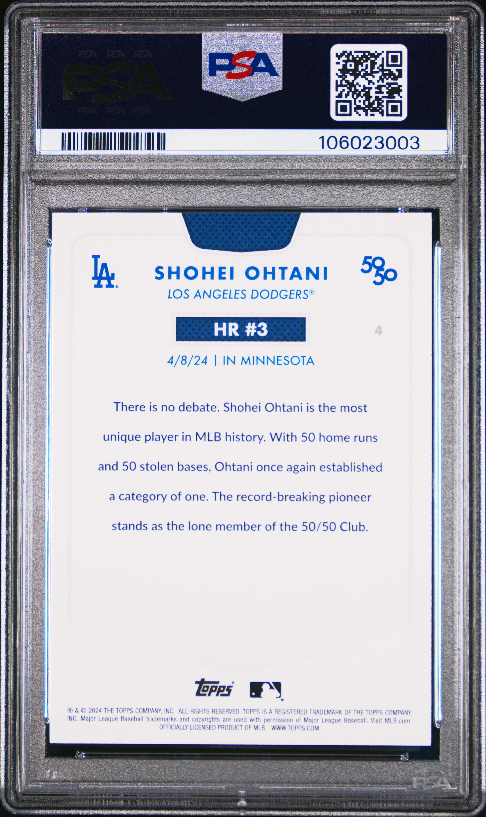 2024 Topps 50/50 Shohei Ohtani #4 Shohei Ohtani PSA 9 106023003
