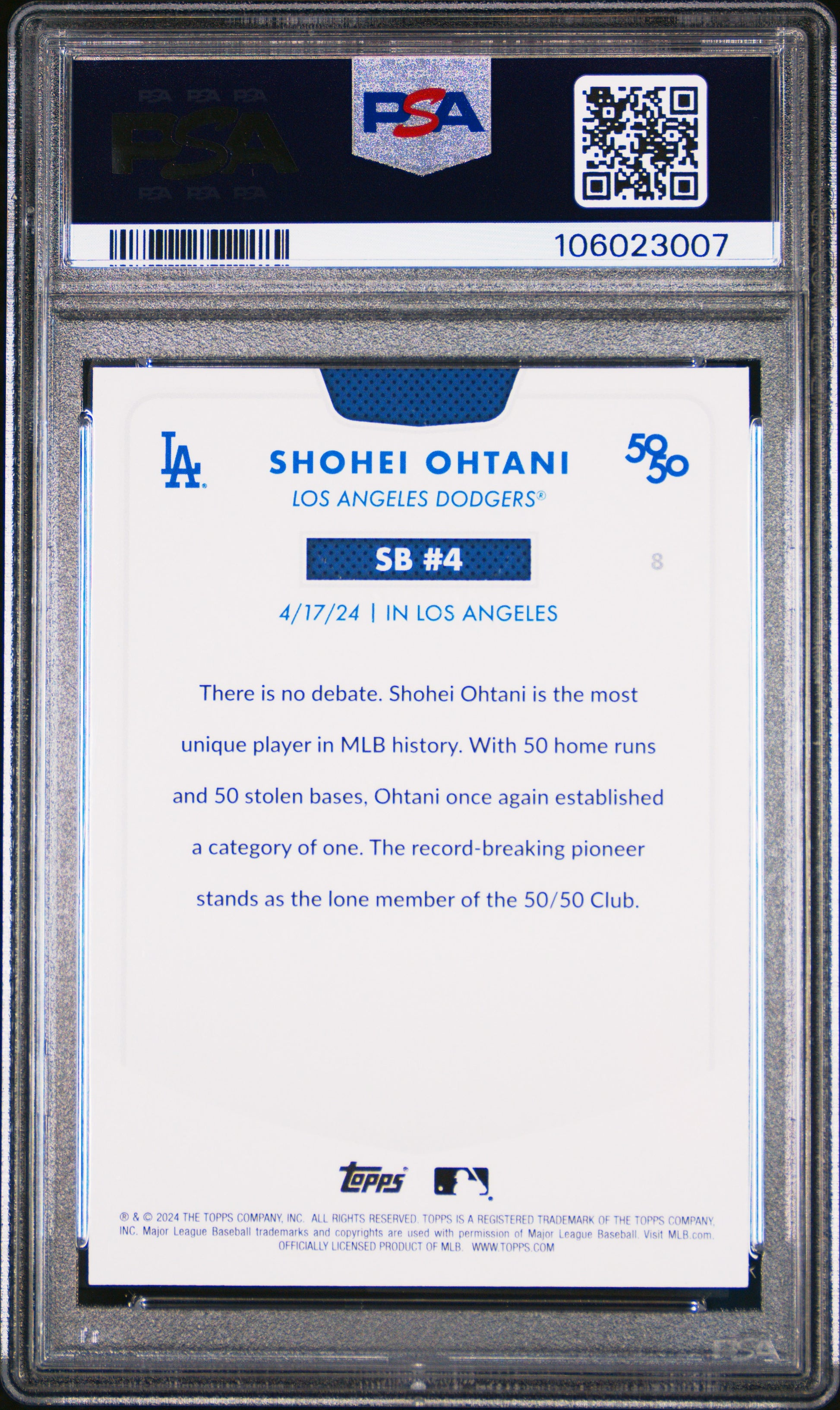 2024 Topps 50/50 Shohei Ohtani #8 Shohei Ohtani PSA 10 106023007