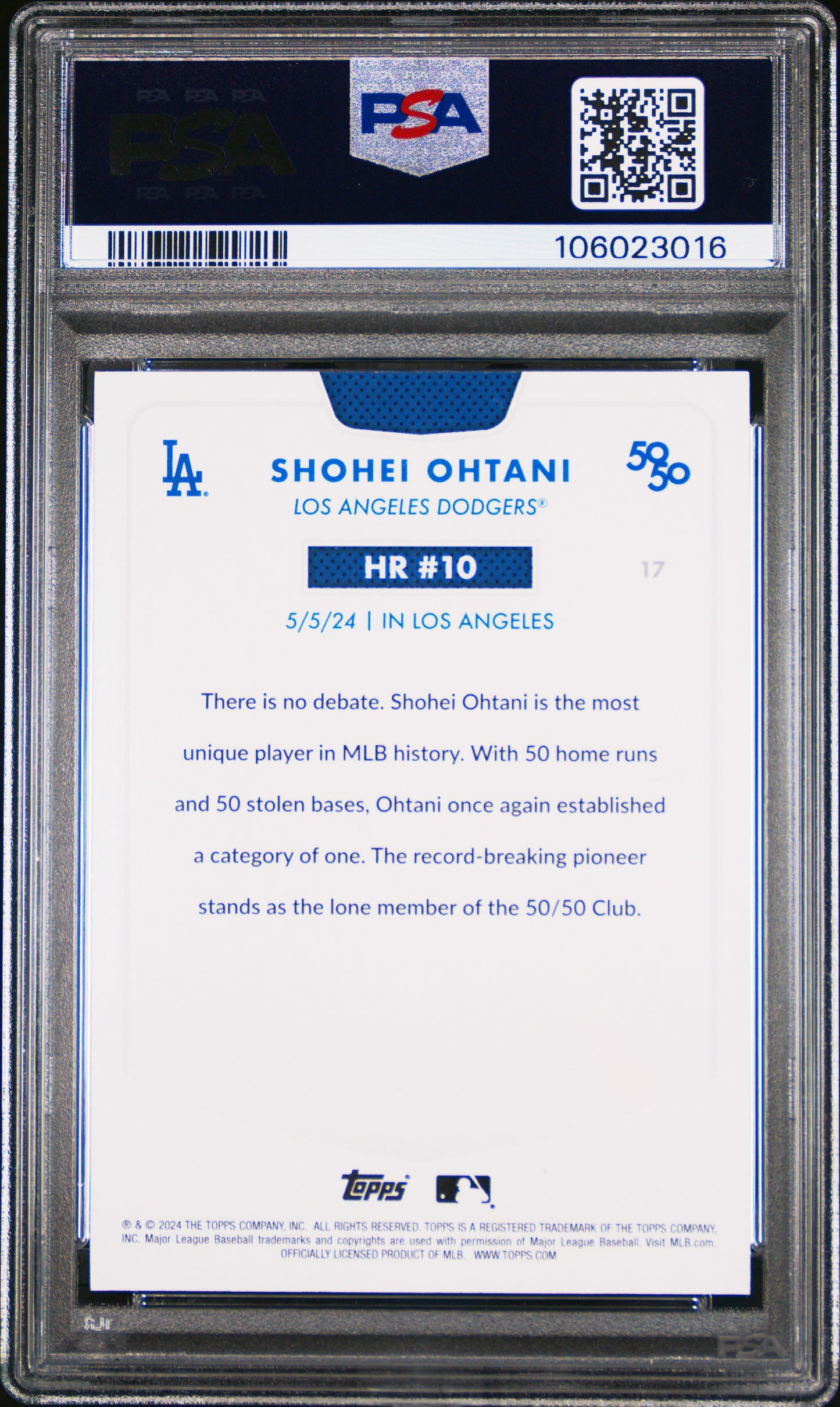 2024 Topps 50/50 Shohei Ohtani #17 Shohei Ohtani PSA 10 106023016