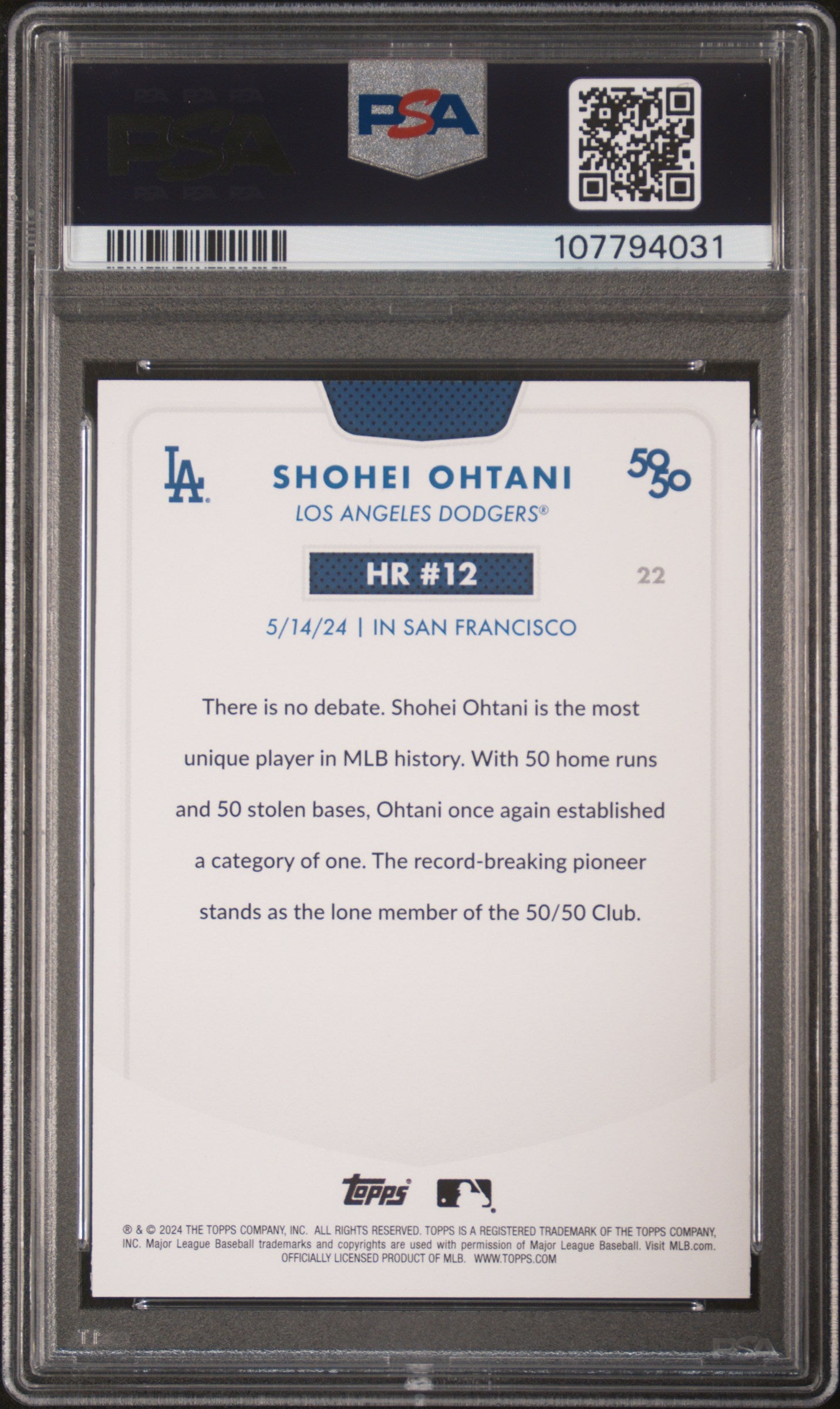 2024 Topps 50/50 Shohei Ohtani #22 Shohei Ohtani PSA 9 107794031