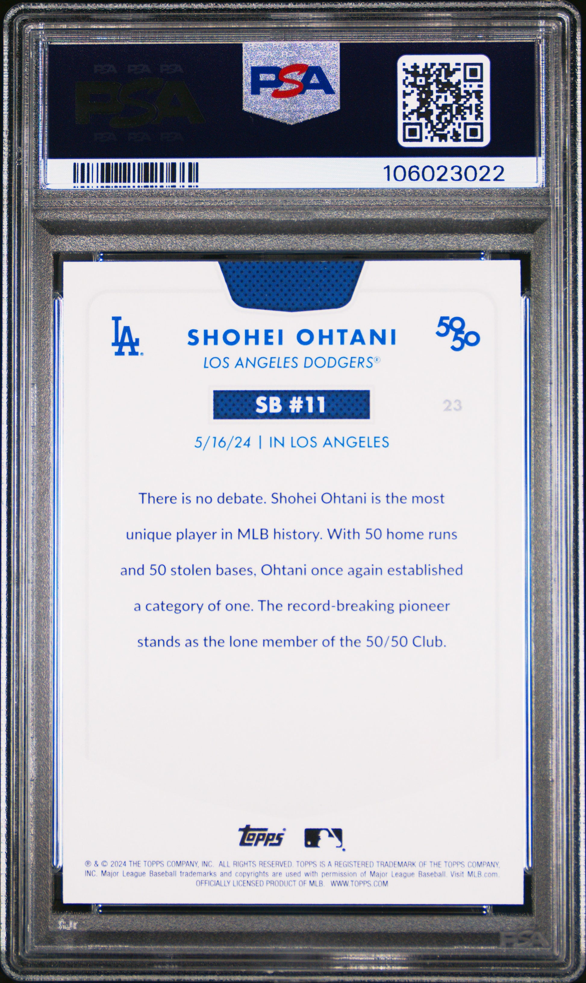 2024 Topps 50/50 Shohei Ohtani #23 Shohei Ohtani PSA 9 106023022