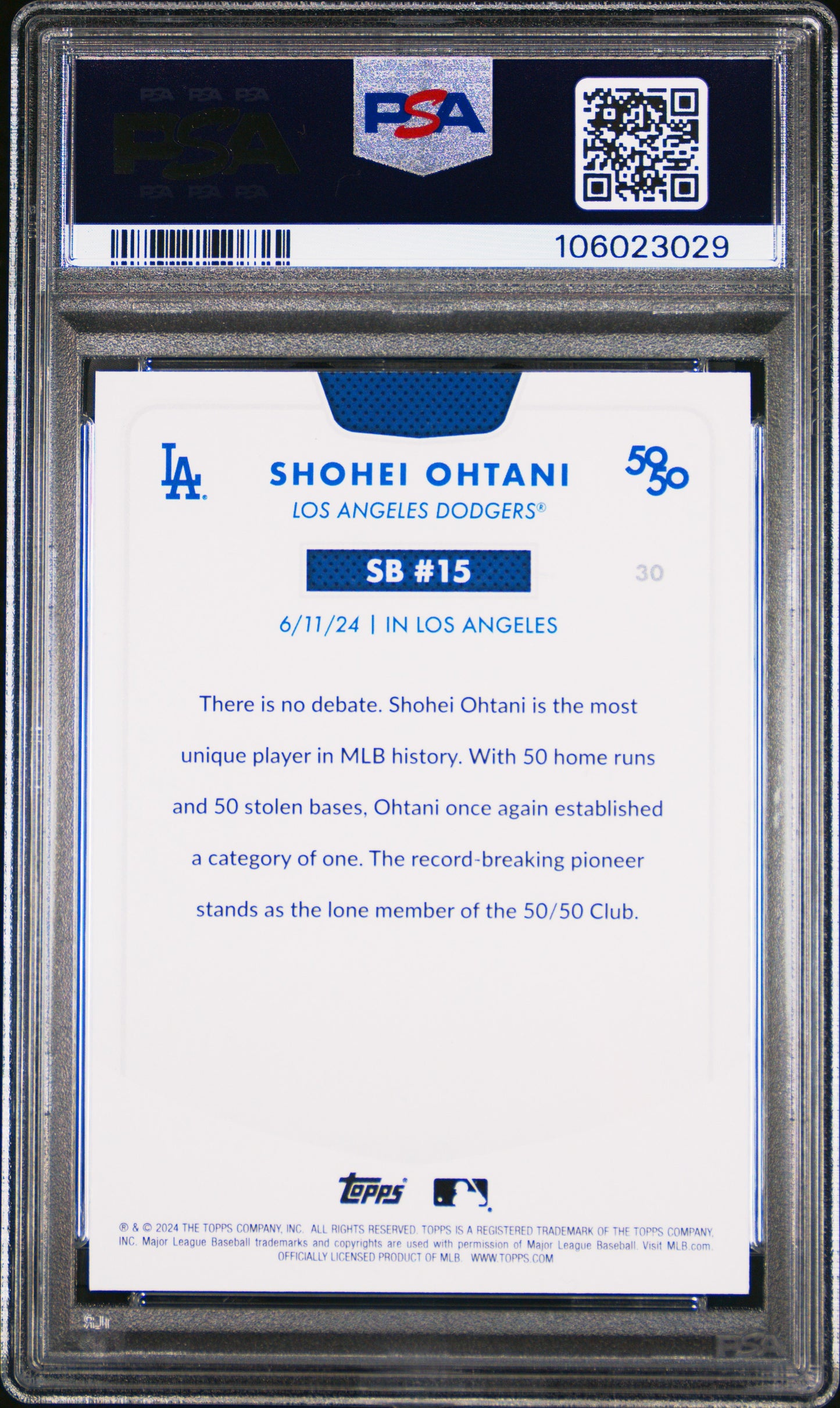 2024 Topps 50/50 Shohei Ohtani #30 Shohei Ohtani PSA 10 106023029