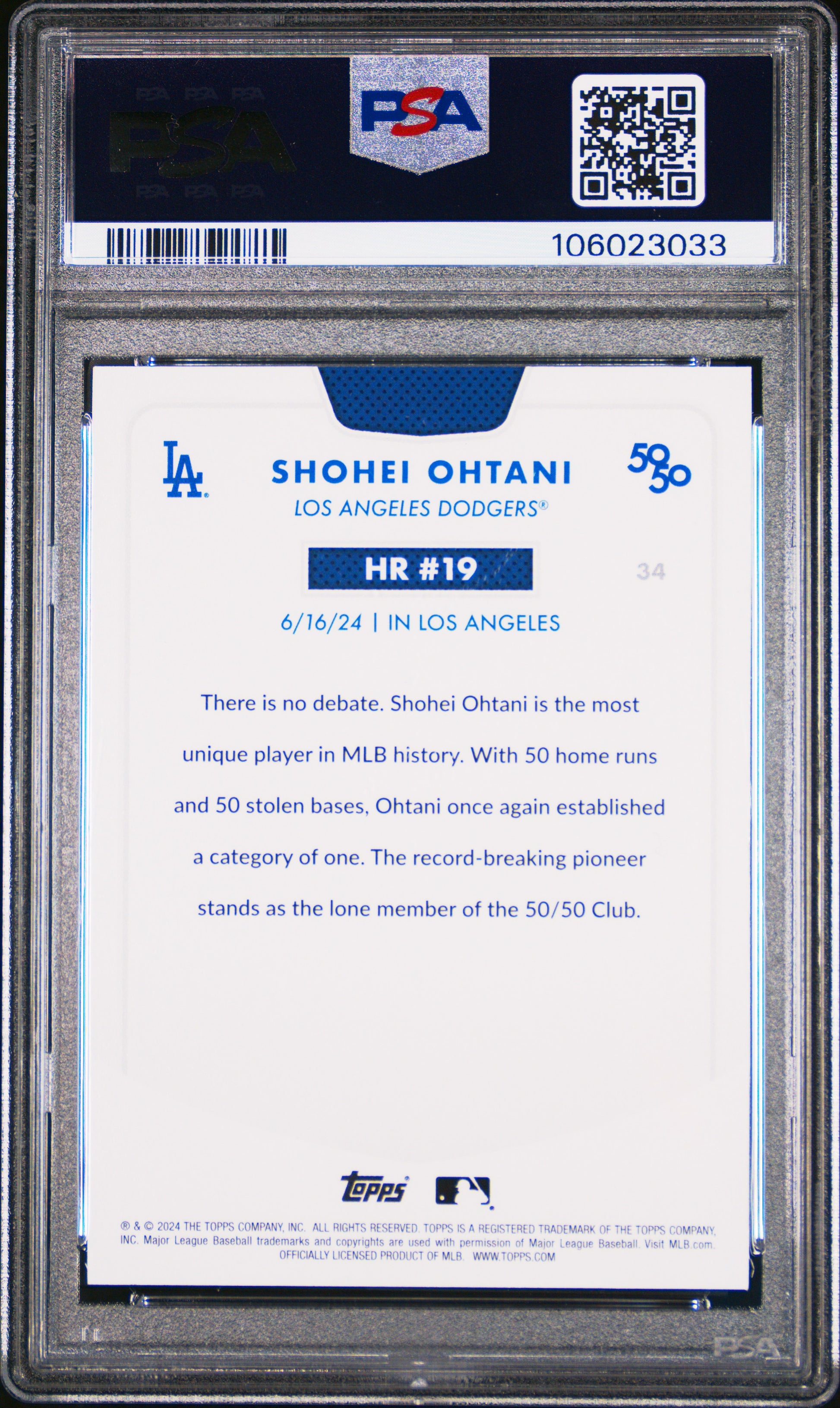 2024 Topps 50/50 Shohei Ohtani #34 Shohei Ohtani PSA 10 106023033