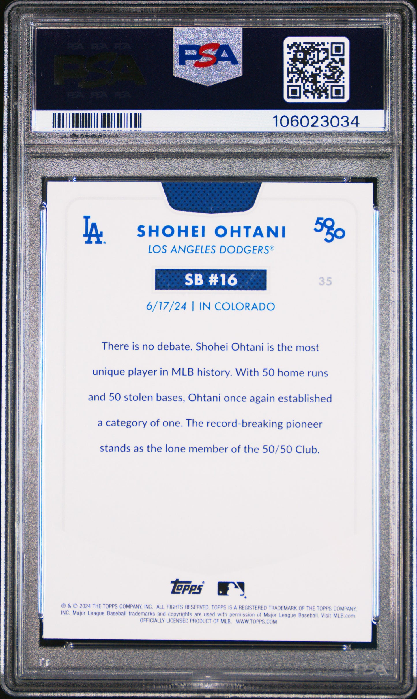 2024 Topps 50/50 Shohei Ohtani #35 Shohei Ohtani PSA 10 106023034