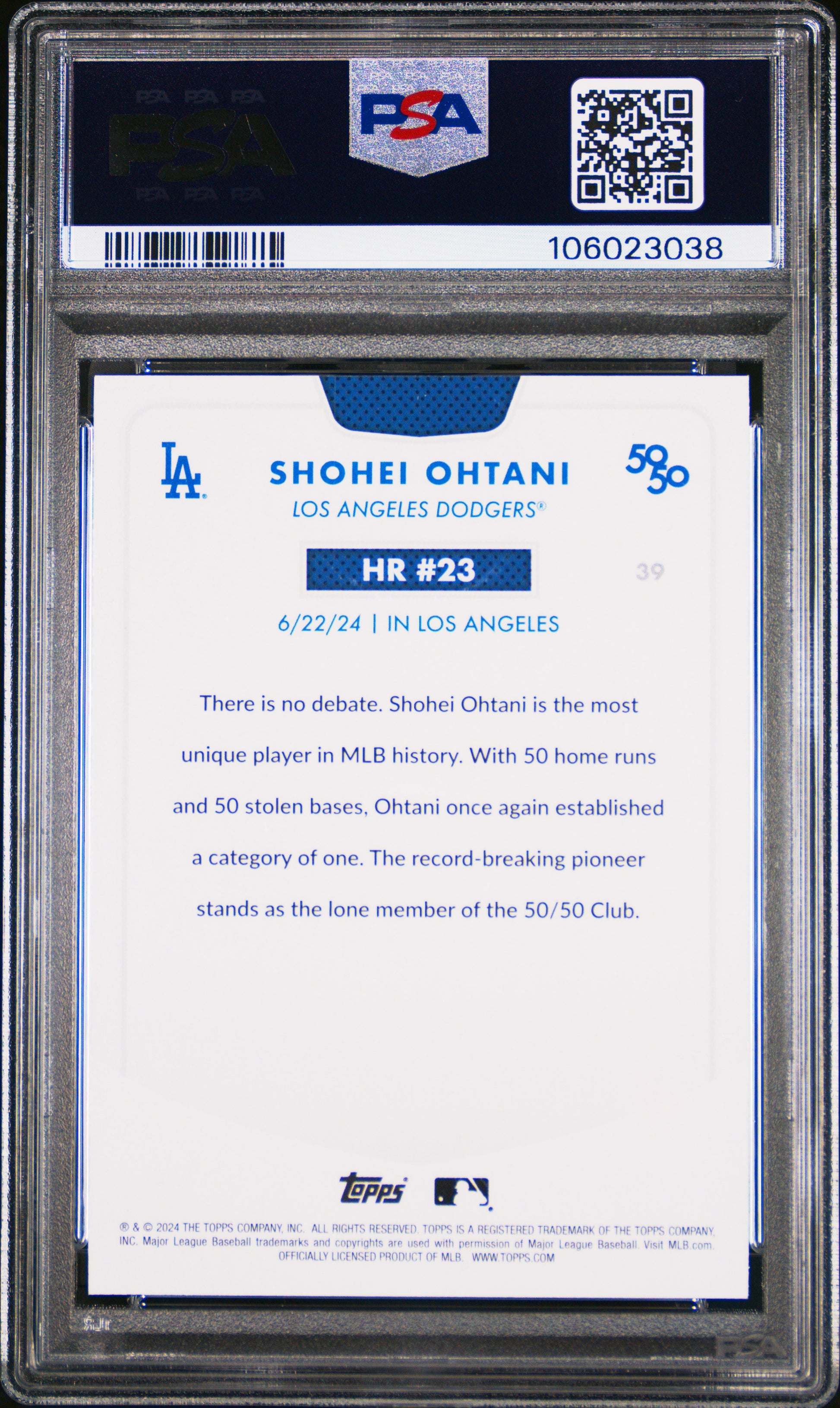 2024 Topps 50/50 Shohei Ohtani #39 Shohei Ohtani PSA 10 106023038