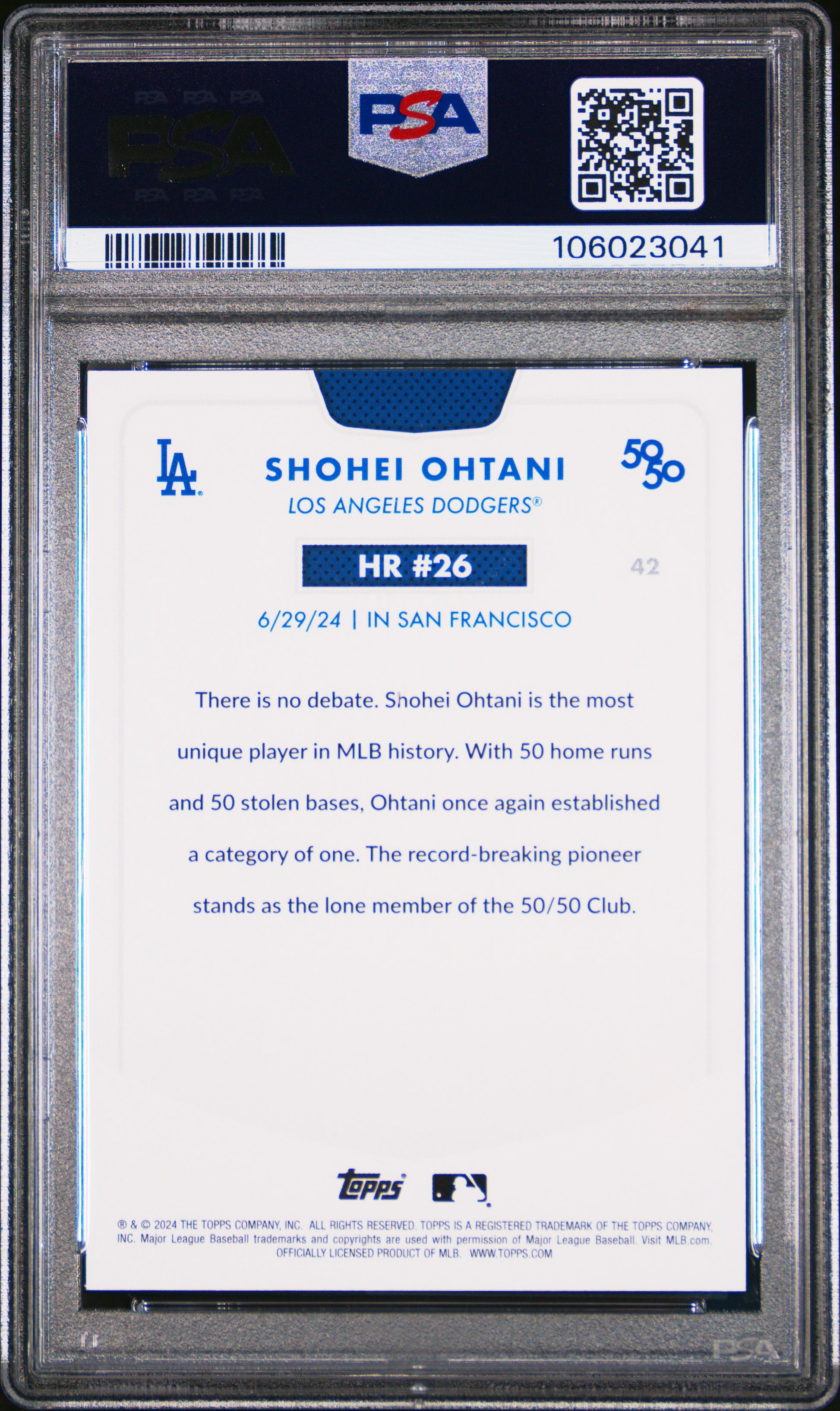 2024 Topps 50/50 Shohei Ohtani #42 Shohei Ohtani PSA 10 106023041