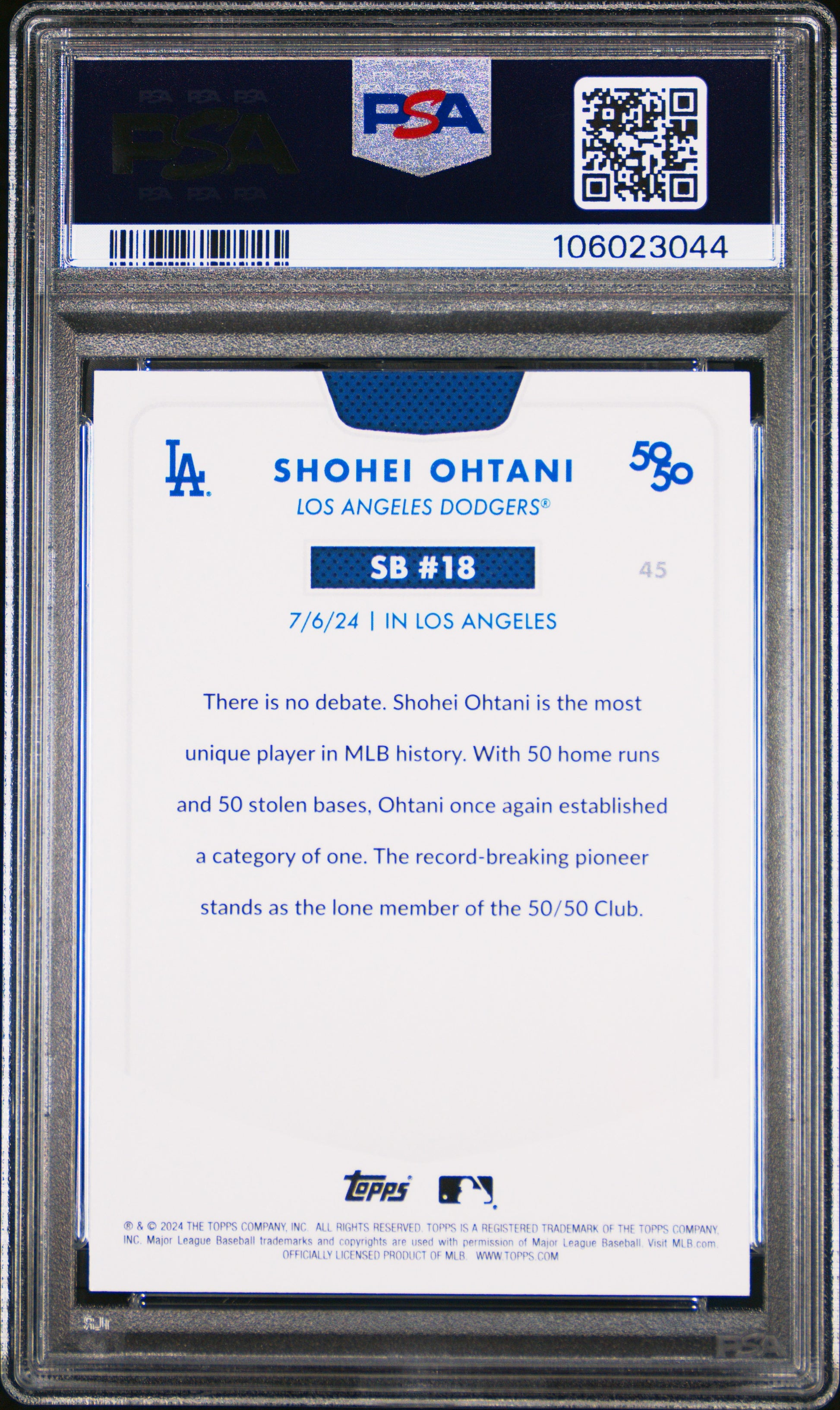 2024 Topps 50/50 Shohei Ohtani #45 Shohei Ohtani PSA 10 106023044
