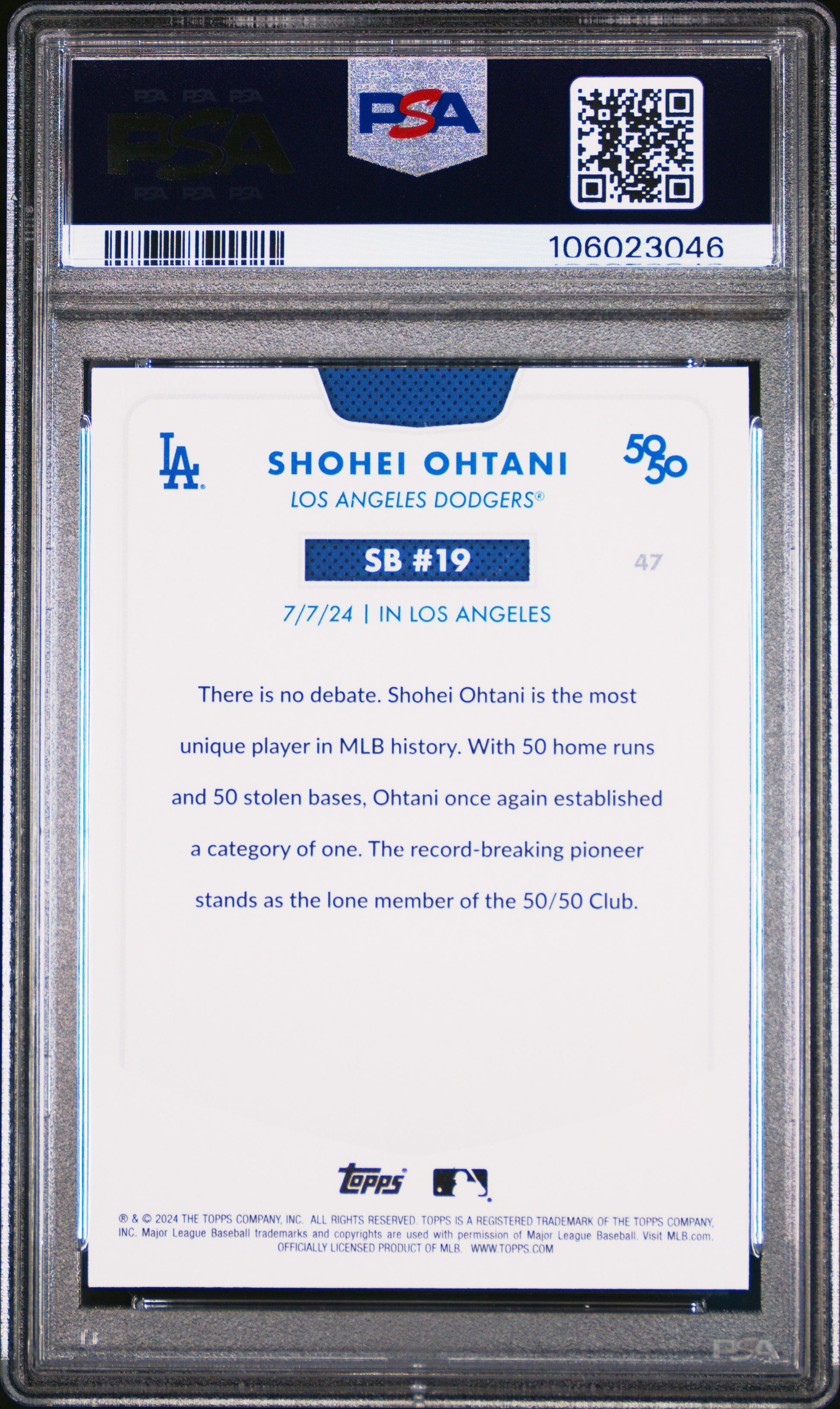 2024 Topps 50/50 Shohei Ohtani #47 Shohei Ohtani PSA 9 106023046