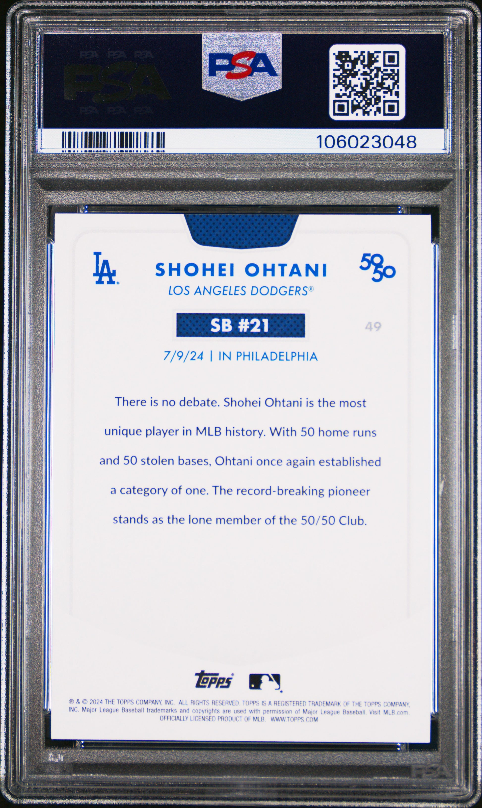 2024 Topps 50/50 Shohei Ohtani #49 Shohei Ohtani PSA 9 106023048