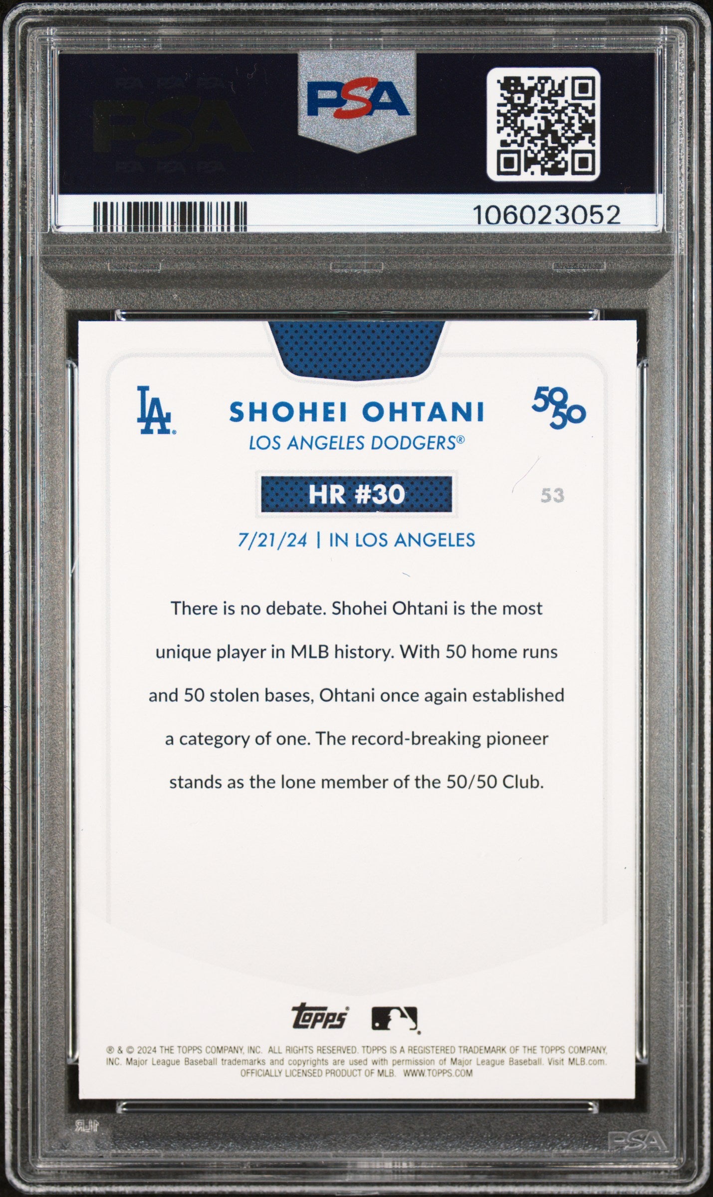 2024 Topps 50/50 Shohei Ohtani #53 Shohei Ohtani PSA 10 106023052