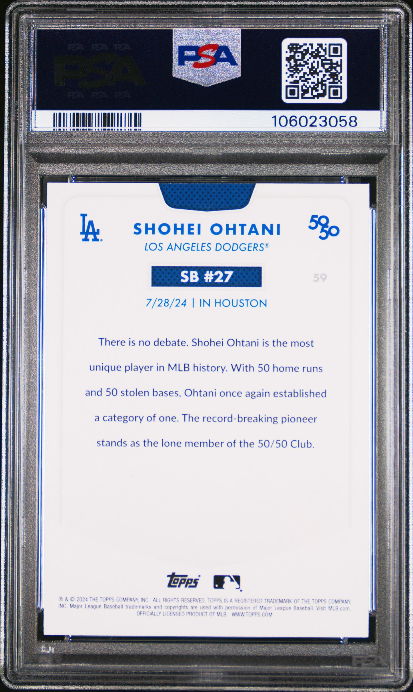 2024 Topps 50/50 Shohei Ohtani #59 Shohei Ohtani PSA 9 106023058