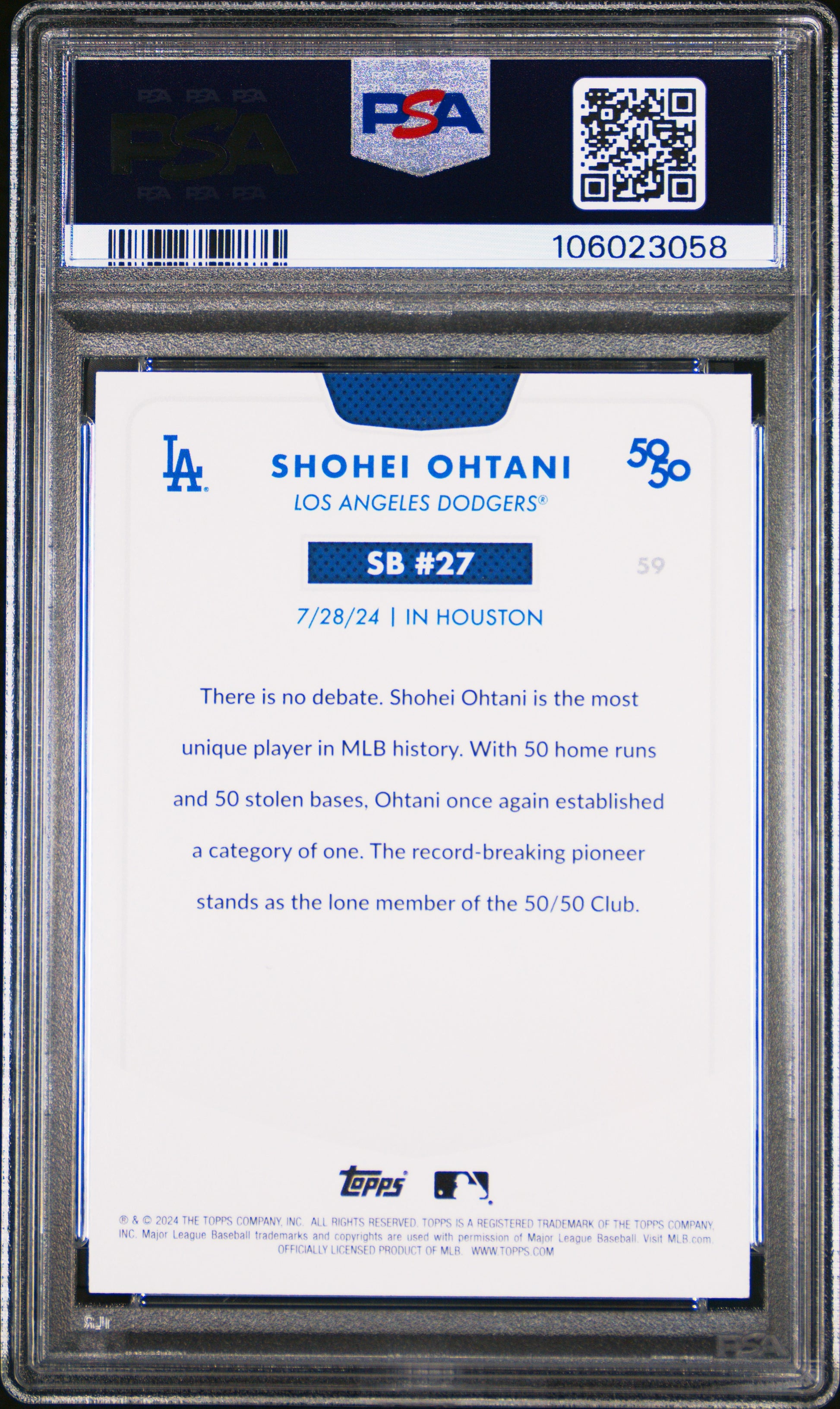 2024 Topps 50/50 Shohei Ohtani #59 Shohei Ohtani PSA 9 106023058