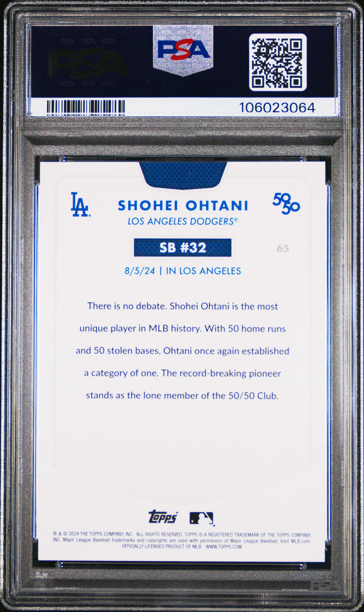 2024 Topps 50/50 Shohei Ohtani #65 Shohei Ohtani PSA 10 106023064