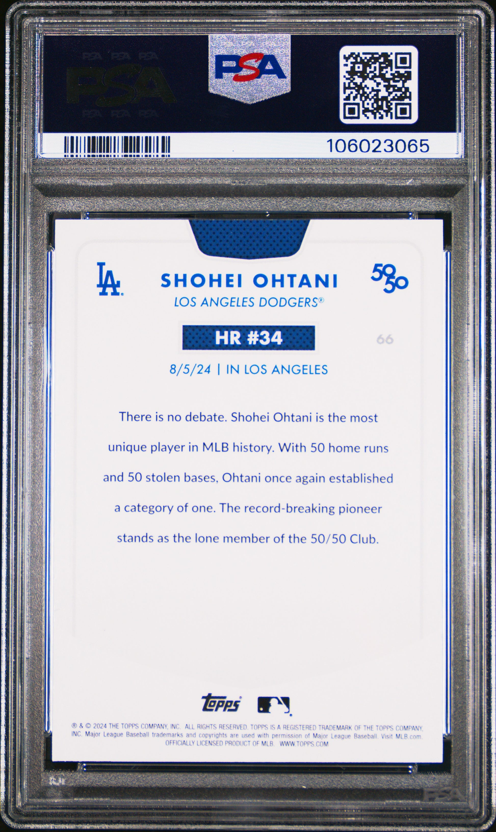 2024 Topps 50/50 Shohei Ohtani #66 Shohei Ohtani PSA 10 106023065