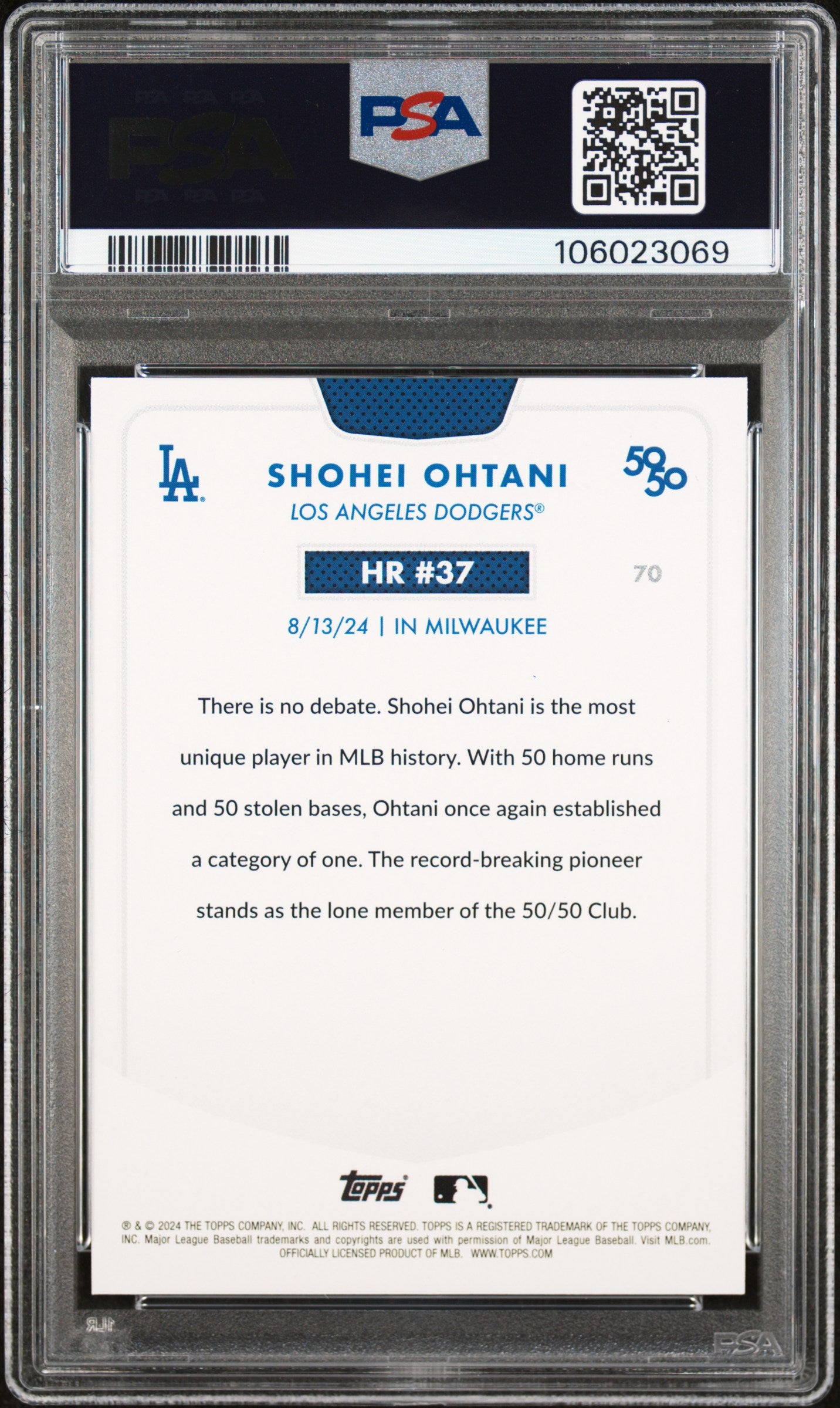 2024 Topps 50/50 Shohei Ohtani #70 Shohei Ohtani PSA 10 106023069