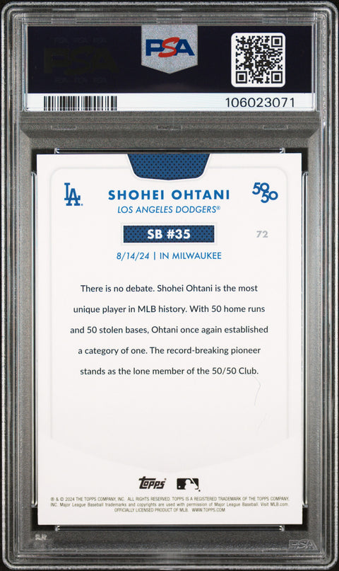2024 Topps 50/50 Shohei Ohtani #72 Shohei Ohtani PSA 10 106023071