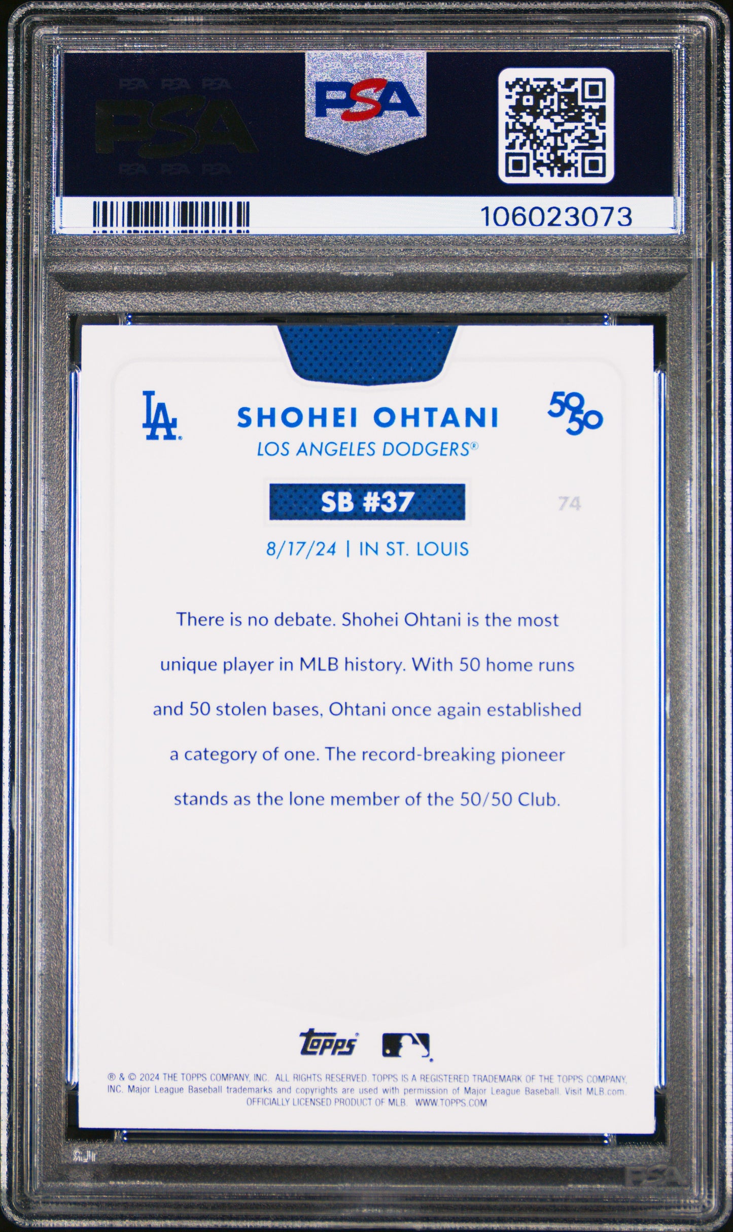2024 Topps 50/50 Shohei Ohtani #74 Shohei Ohtani PSA 9 106023073