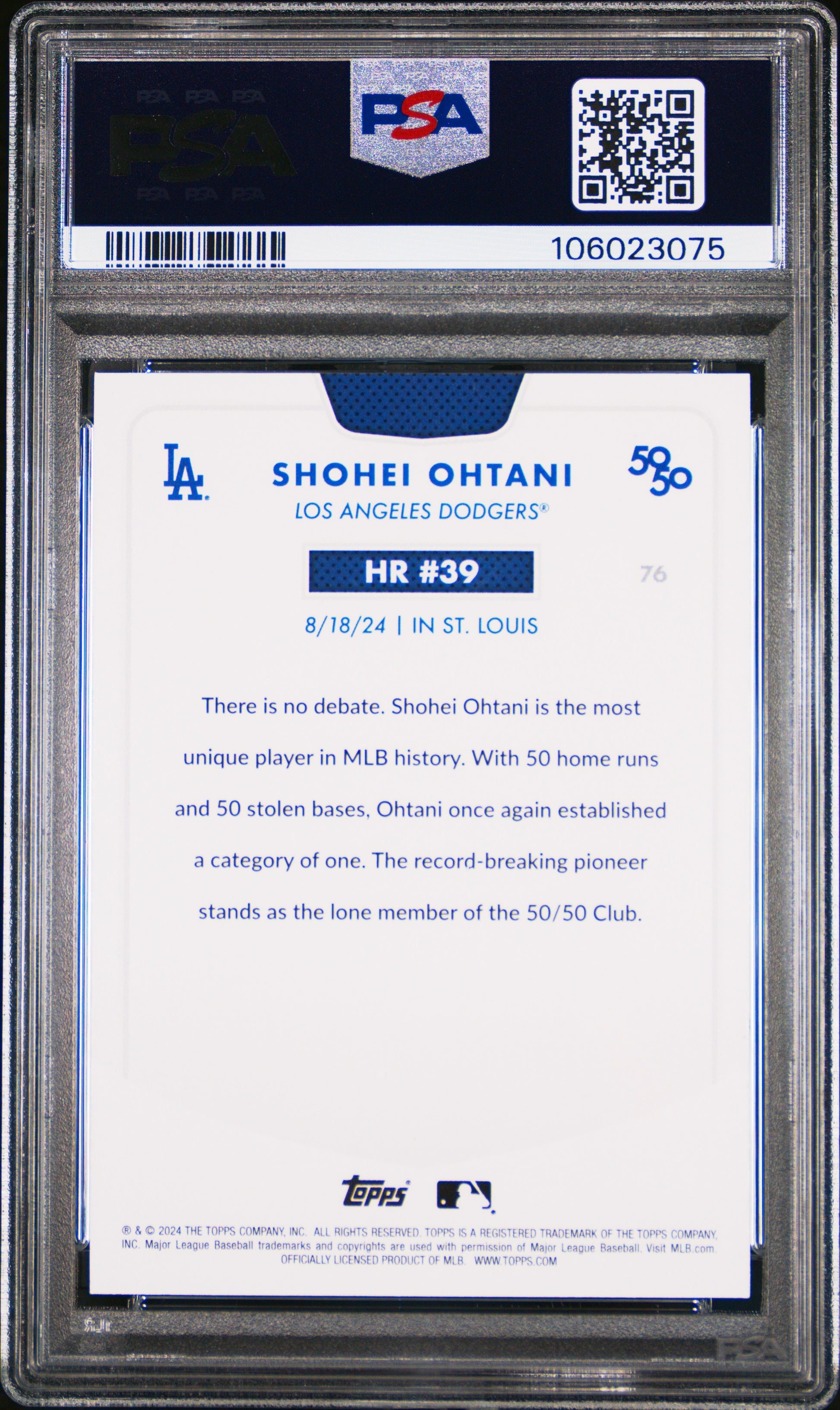 2024 Topps 50/50 Shohei Ohtani #76 Shohei Ohtani PSA 10 106023075