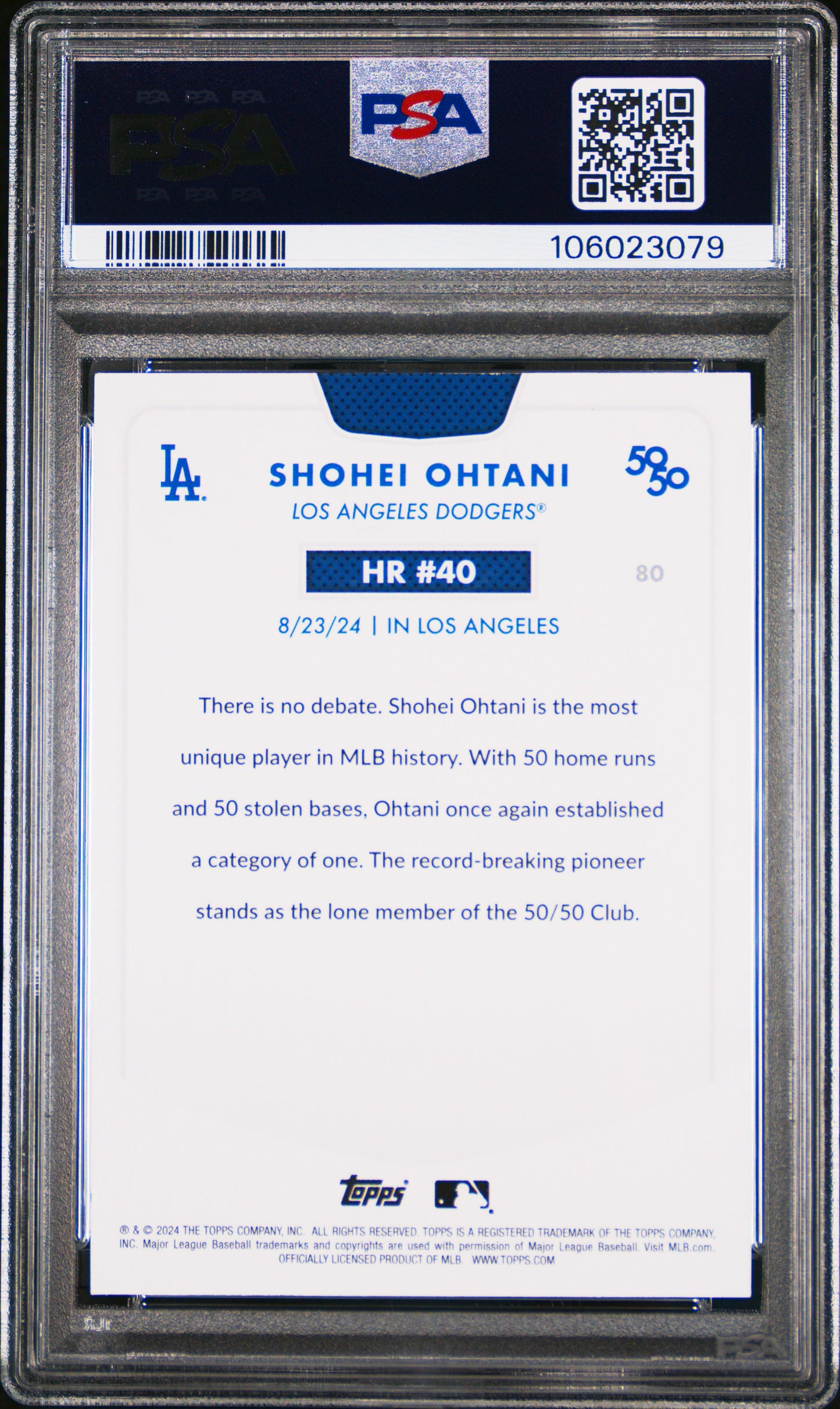 2024 Topps 50/50 Shohei Ohtani #80 Shohei Ohtani PSA 9 106023079