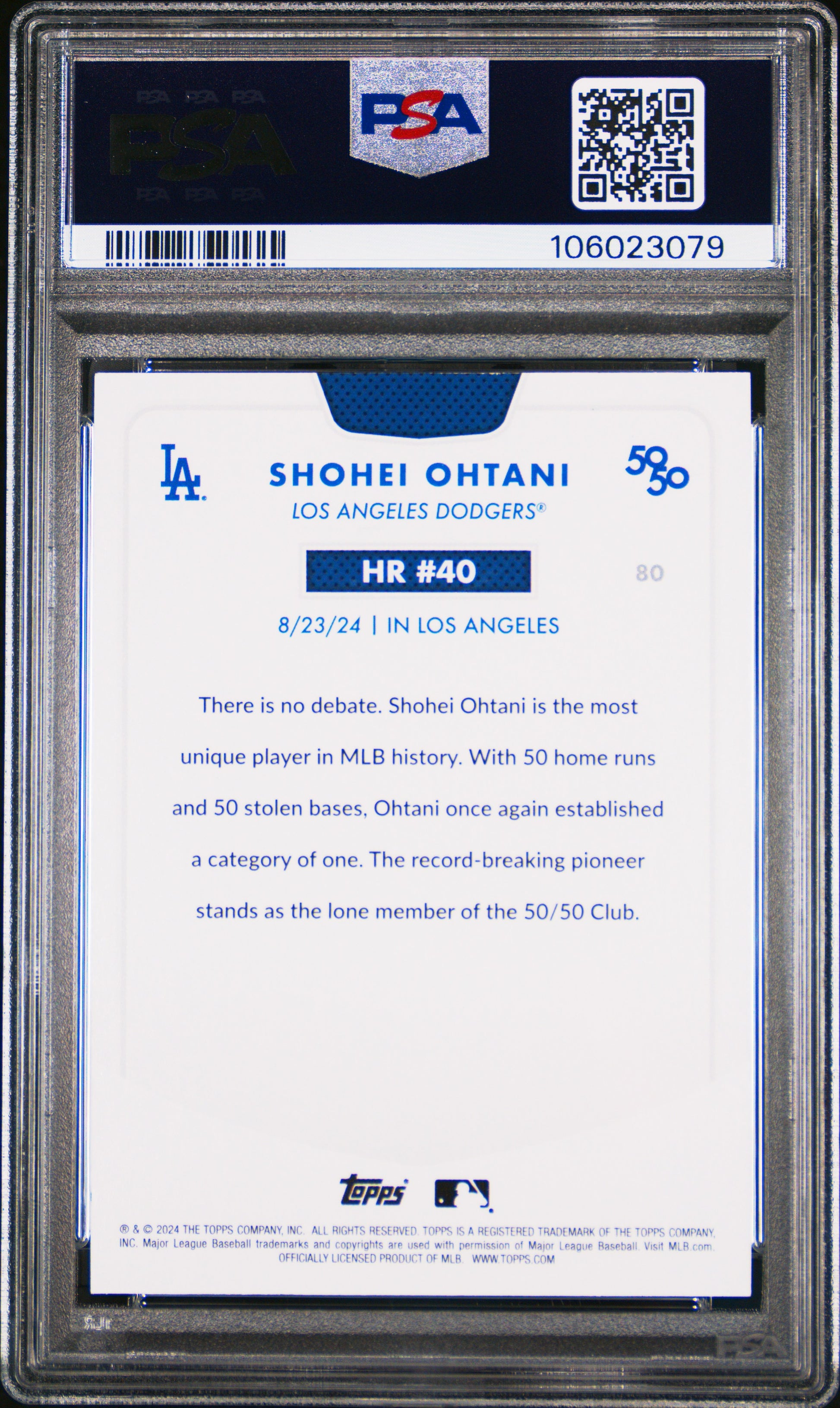 2024 Topps 50/50 Shohei Ohtani #80 Shohei Ohtani PSA 9 106023079