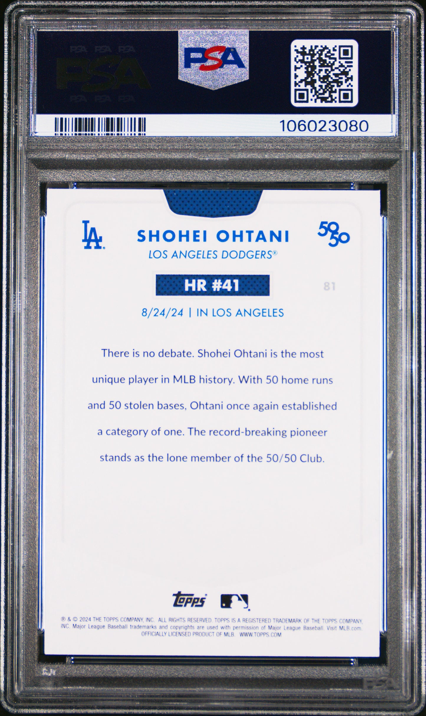 2024 Topps 50/50 Shohei Ohtani #81 Shohei Ohtani PSA 10 106023080
