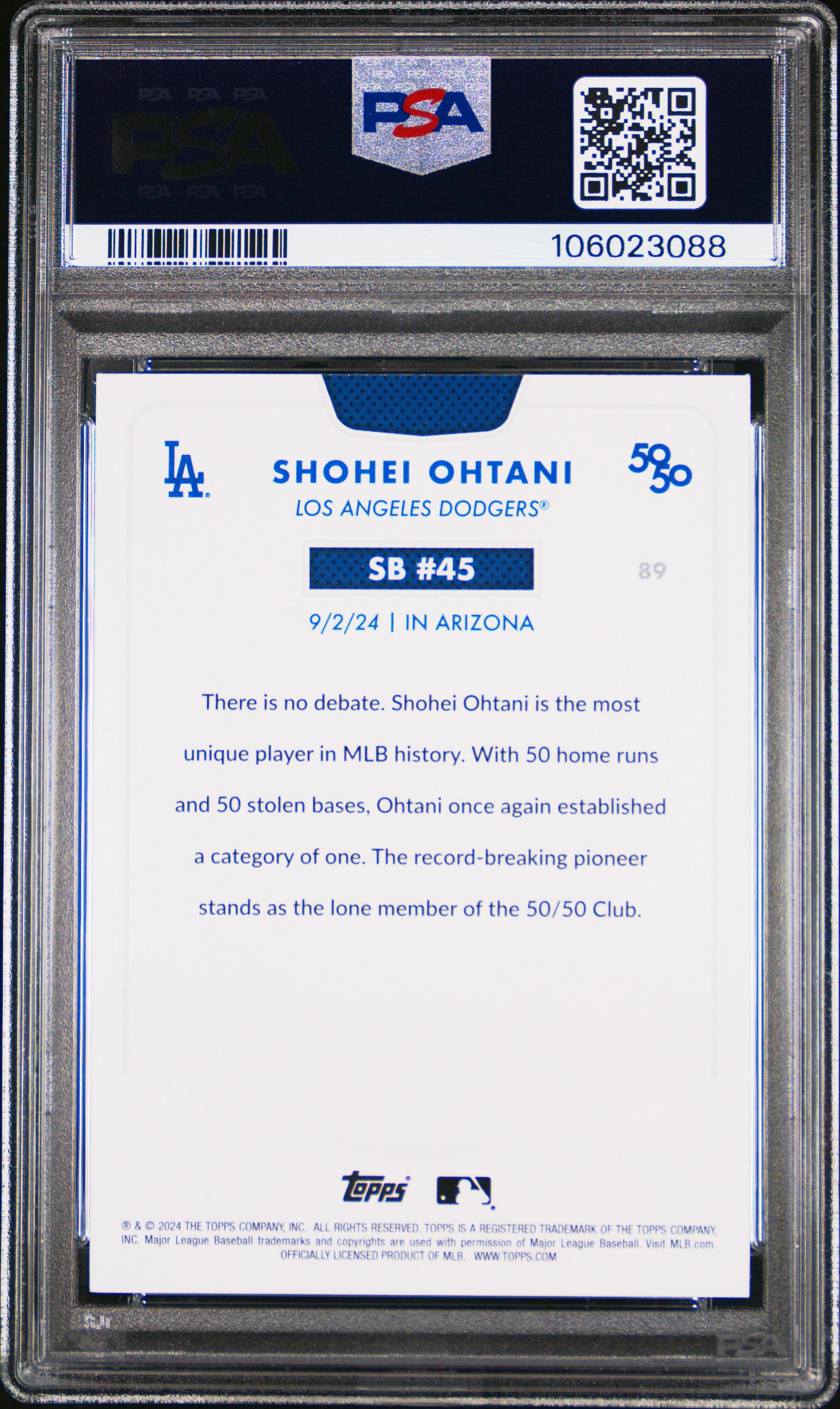 2024 Topps 50/50 Shohei Ohtani #89 Shohei Ohtani PSA 9 106023088