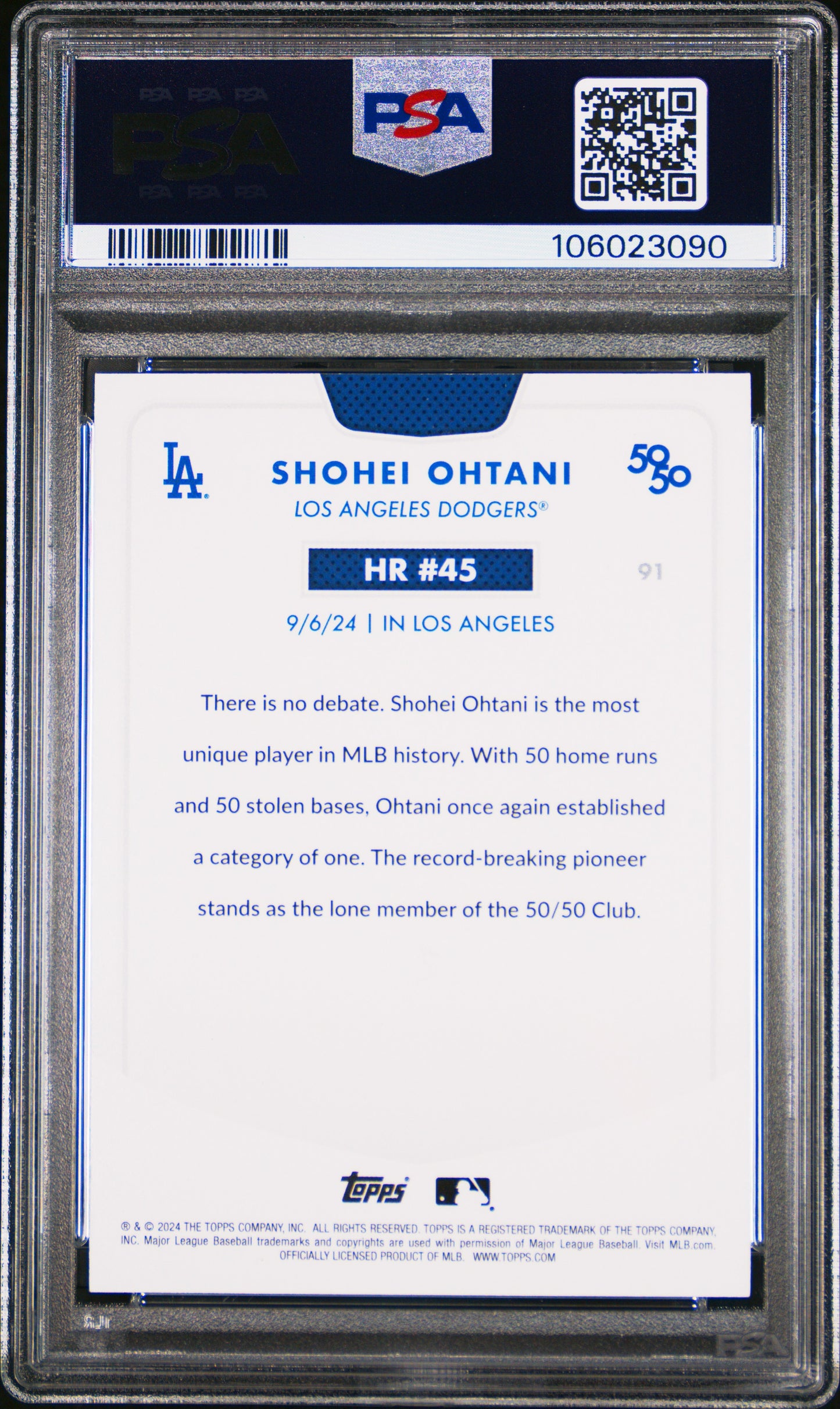 2024 Topps 50/50 Shohei Ohtani #91 Shohei Ohtani PSA 10 106023090