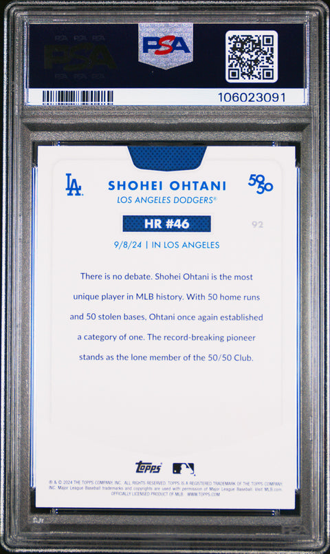 2024 Topps 50/50 Shohei Ohtani #92 Shohei Ohtani PSA 10 106023091