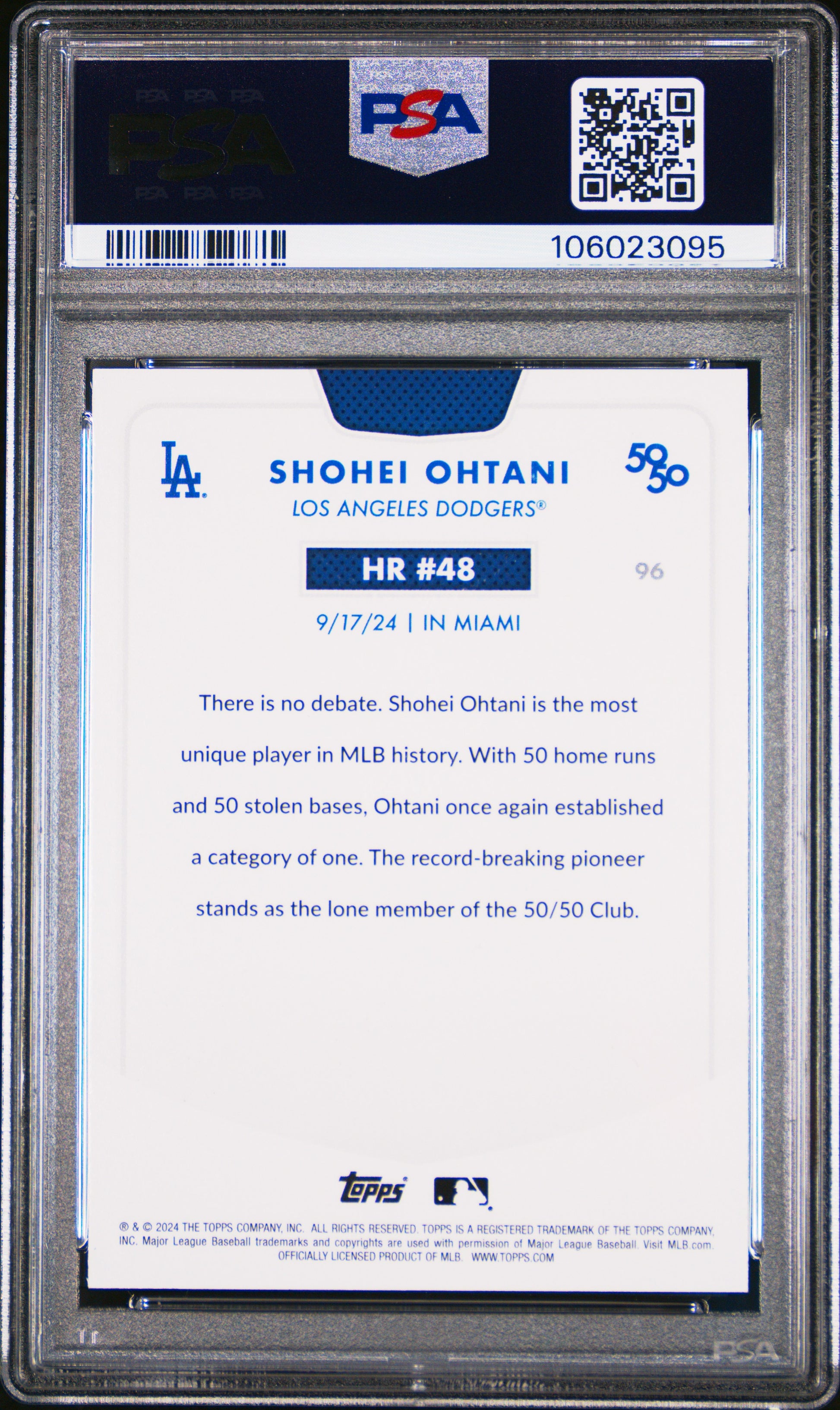 2024 Topps 50/50 Shohei Ohtani #96 Shohei Ohtani PSA 9 106023095