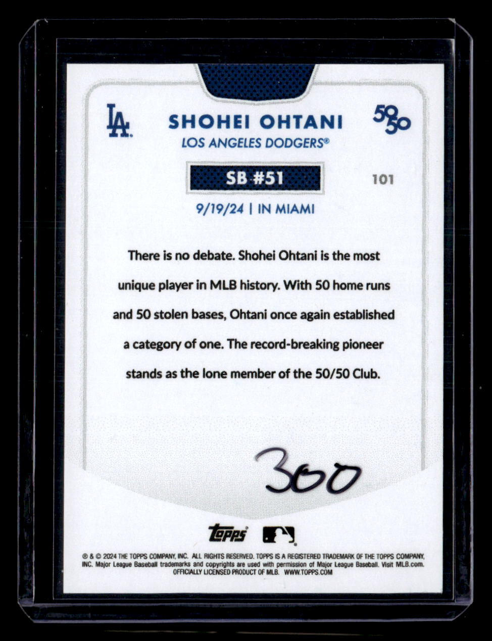 2024 Topps 50/50 : Shohei Ohtani #101 Shohei Ohtani Short Print