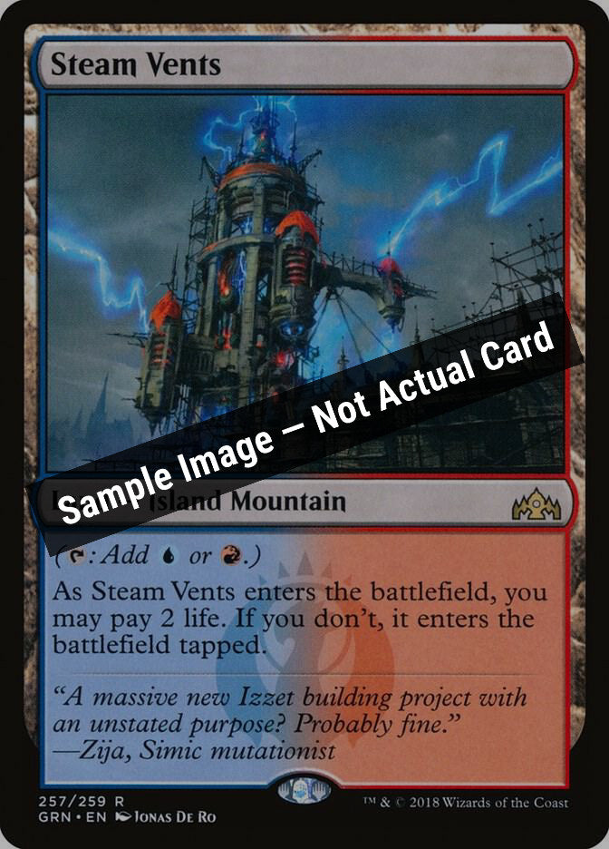 Magic,Guilds of Ravnica,Steam Vents - 257,Normal,Lightly Played — Sample Image, Not Actual Card