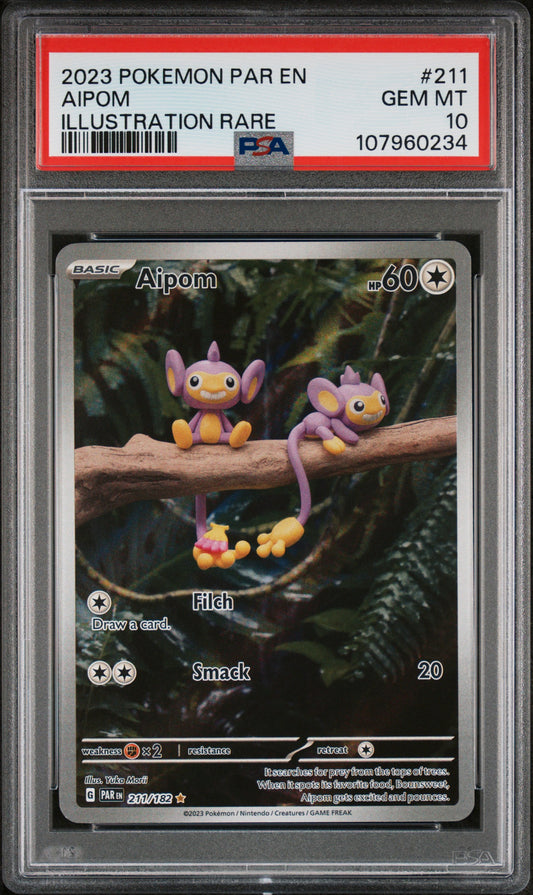 2023 Pokemon Par En-Paradox Rift Aipom #211 PSA 10